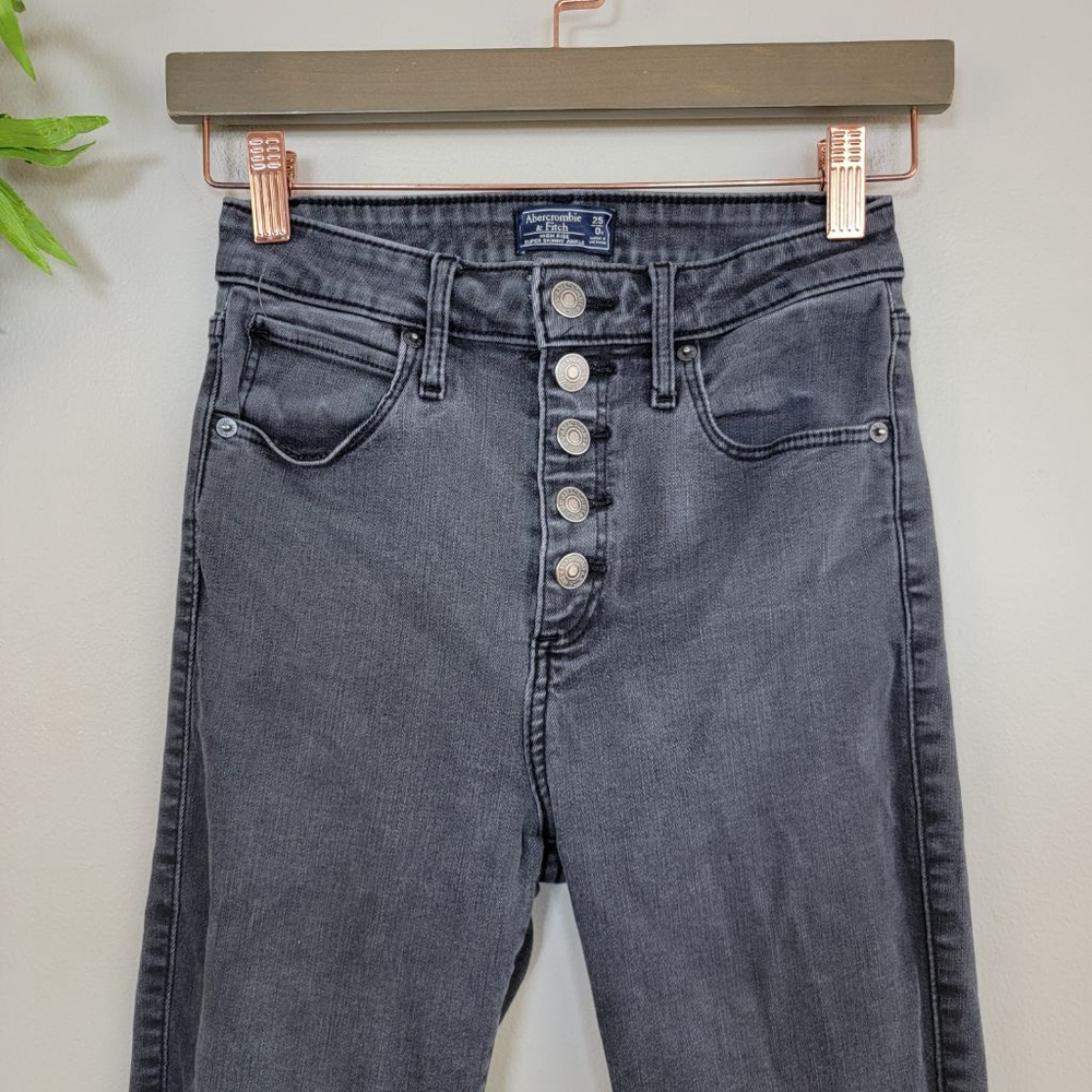 Abercrombie & Fitch Curve Love Super Skinny Ankle Jeans High Rise Gray AF 25 0 - Picture 5 of 11
